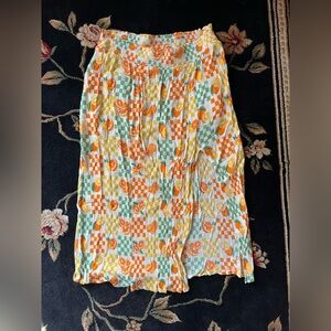 Lucy & Yak Checkered Citrus Midi Skirt w/ Side Slit